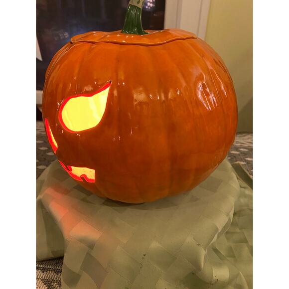 Vintage 1979 Ceramic LIGHT UP Jack OLantern  12 in tall 33 in circumference VGUC - Picture 3 of 16